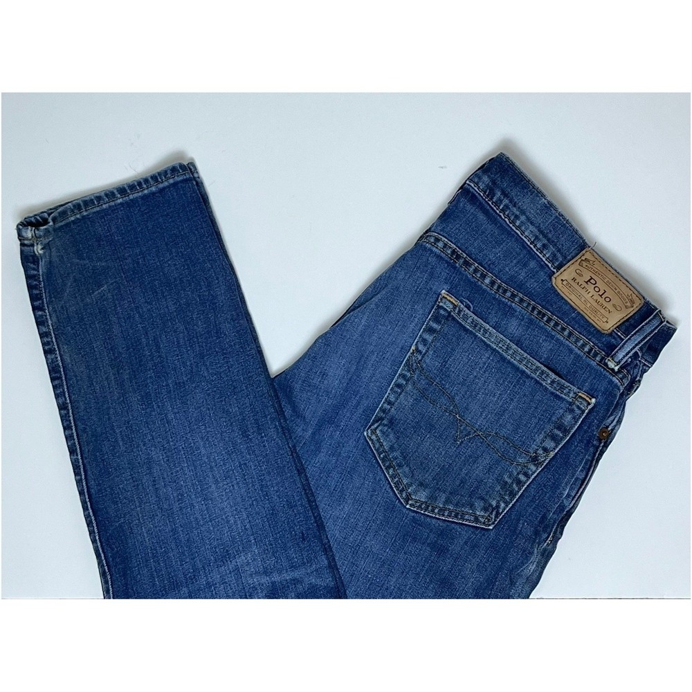 Polo Ralph Lauren Jeans Mens 33x32 Parkside‎ active Straight Leg Blue Wash Denim